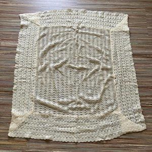 Vintage Baby Shawl Carriage Lap Blanket Wool Lace Throw Made in Alva Scotland